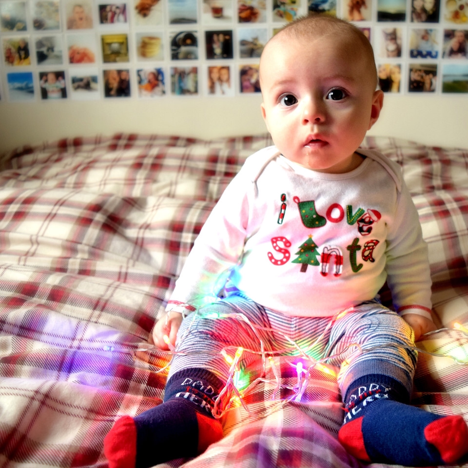 baby, kid, first, Christmas, Christams lights