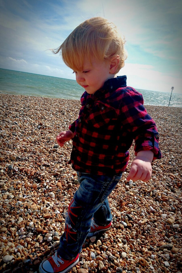 Kid, boy, curious boy, beach, shore