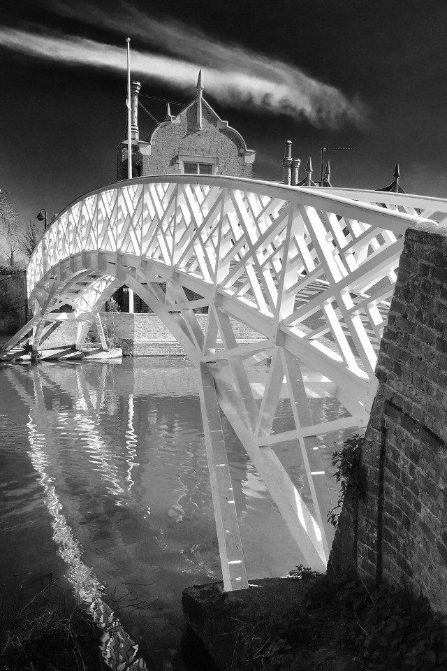 bridge, photo, filtered, blac & white, reflection, sky, river